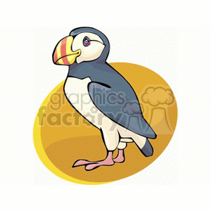 Puffin bird against an orange background clipart. Royalty-free image # 130601