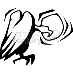 Black and white vulture looking into the sunset clipart. Royalty-free image # 130710