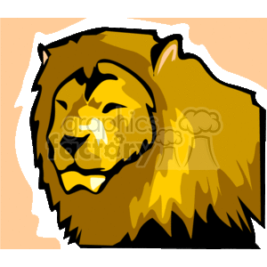 The clipart image shows a stylized illustration of a male lion facing towards the left. The lion has a thick mane around its head and neck.