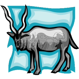 Side profile of a large wildebeest against a blue background clipart. Royalty-free image # 131203