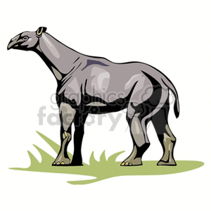 This clipart image features a stylized depiction of an extinct animal, the Paraceratherium—an ancient, hornless rhinoceros that was one of the largest terrestrial mammals to have ever existed. It is neither a dinosaur nor a modern-day rhino, but a prehistoric mammal from the Oligocene epoch.