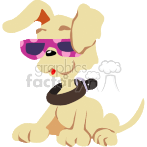 Puppy wearing pink sunglasses