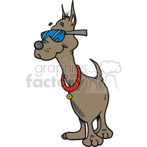 Funny dog wearing sunglasses clipart.