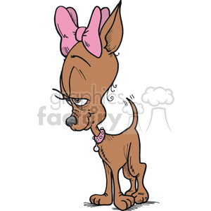 Small girl dog with a pink bow in its hair clipart.