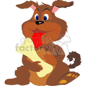 Brown dog licking a bone clipart. Royalty-free image # 131906