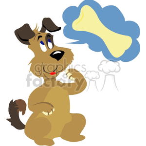 Cartoon dog dreaming about a bone clipart. Commercial use image # 131908