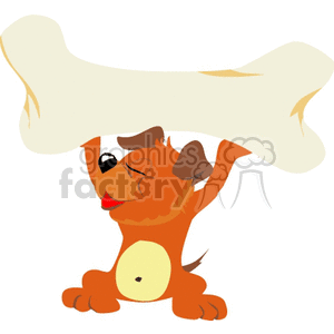 Brown puppy holding a big bone clipart. Royalty-free image # 131916