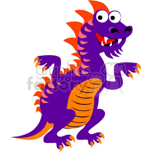 purple and orange cartoon dragon  clipart. Commercial use image # 132034