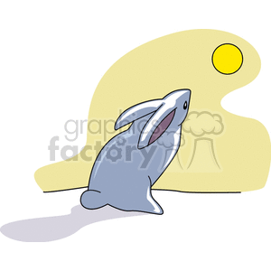 Rabbit staring at the sun clipart. Commercial use image # 133314