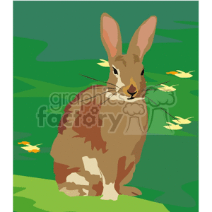 Brown rabbit with flowers in mouth clipart. Royalty-free image # 133323