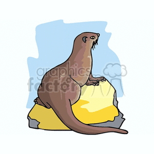 otter sunbathing on rock clipart. Royalty-free image # 133696