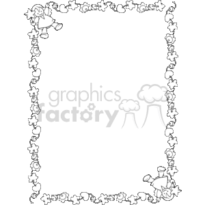 black and white little girls frame clipart. Royalty-free image # 134000