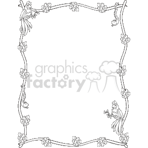 clipart - Black and white parrot and snake border.