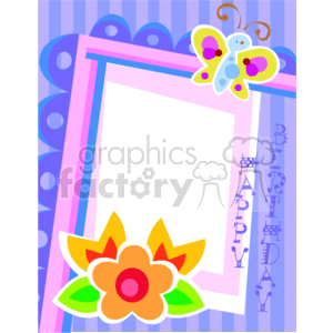 clipart - Butterfly and flower frame.