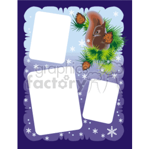 Squirrel with pinecones winter border clipart. Royalty-free image # 134145