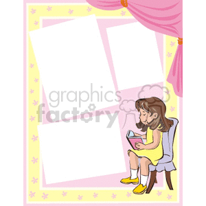 Border of a child sitting in a chair reading a book clipart. Royalty-free image # 134249