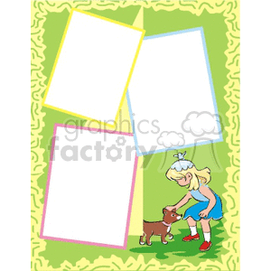 Border of a little girl petting a dog clipart. Royalty-free image # 134251