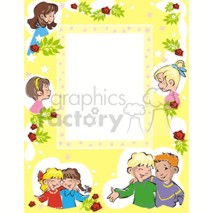 Border of children and roses clipart. Royalty-free image # 134253