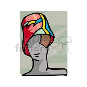 Red hat with yellow and blue stripes on it clipart. Commercial use image # 137552