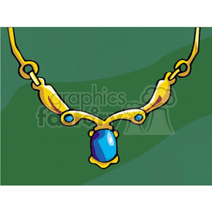 clipart - Blue round sapphire and gold necklace.