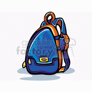Cartoon blue backpack clipart.