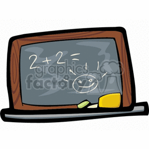 clipart - Blackboard with 2+2 math problem on it.