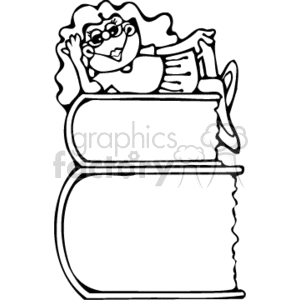  country style book books education female girl student students school   reading002PR_bw Clip Art Education Books girls cartoon