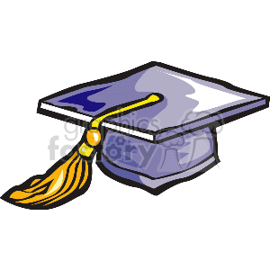 A Blue Graduation Cap with a Gold Tassel clipart. Royalty-free image # 139476