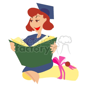 Girl reading a book clipart. Commercial use image # 139520