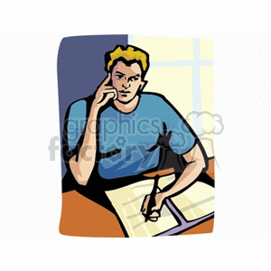 Student doing his school work clipart. Royalty-free image # 139663