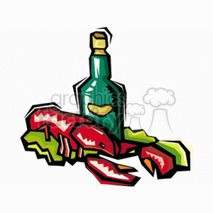 Lobster closer to a bottle clipart. Commercial use image # 140510