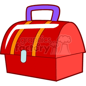 red lunch box with orange stripes and a blue handle  clipart. Royalty-free image # 140660