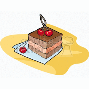 squared piece of cherry chocolate cake  clipart. Royalty-free image # 141321