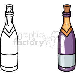 wine champagne bottle bottles beverage beverages  BFO0102.gif Clip Art Food-Drink Commercial black white