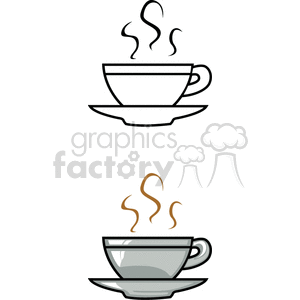   coffee tea cup hot steam tea caffeine cups  BFO0108.gif Clip Art Food-Drink Commercial breakfast black white
