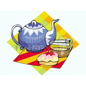   beverage beverages drink drinks cup cups coffee caffeine tea hot cake cakes teapot teapots  teacake.gif Clip Art Food-Drink Drinks 