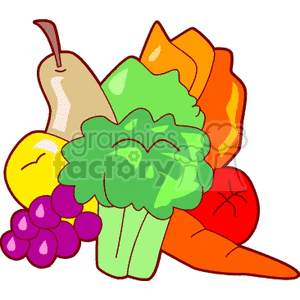   vegetable vegetables food healthy fruit grapes pear pears broccoli carrot carrots  vegetable700.gif Clip Art Food-Drink Vegetables 
