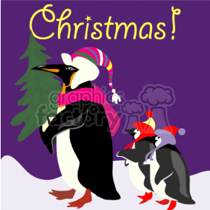 Stamp with Mom Penguin with Her Two Babies clipart. Commercial use image # 142731