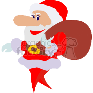 Sant Claus in His Red Suit Carring a Big Red Bag clipart. Commercial use image # 142741