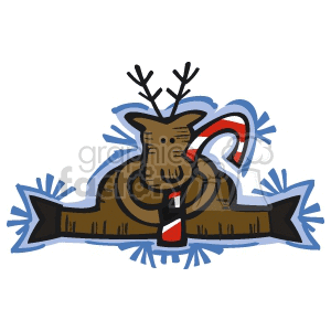 Reindeer Sitting with a Candy Cane clipart. Commercial use image # 143518
