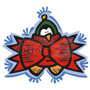 penguin wrapped in a red ribbon clipart. Commercial use image # 143528