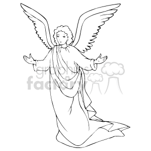 black and white female angel clipart. Royalty-free image # 143639