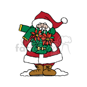 standing_santa_w_poinsettia clipart. Commercial use image # 144075