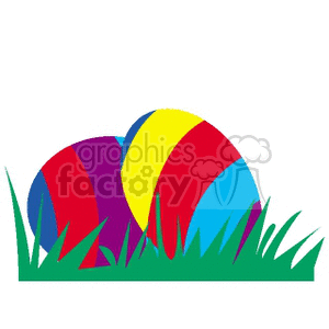 Two Pretty Stripped Easter Eggs Sitting on Green Grass clipart. Royalty-free image # 144191