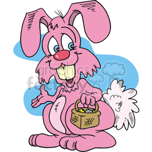 Cartoon Easter bunny with basket clipart.