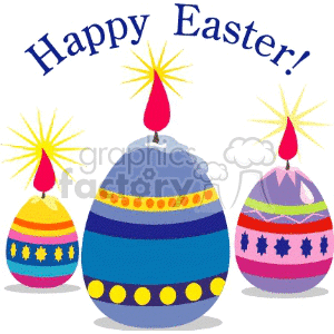 Three Decorated Easter Egg Candles clipart.