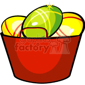 Red bucket with Easter Eggs clipart. Royalty-free image # 144241
