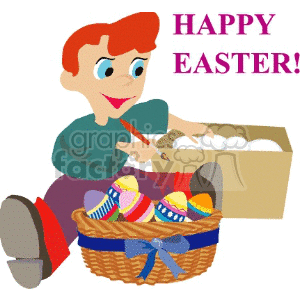 Boy decoration Easter eggs clipart. Royalty-free image # 144245