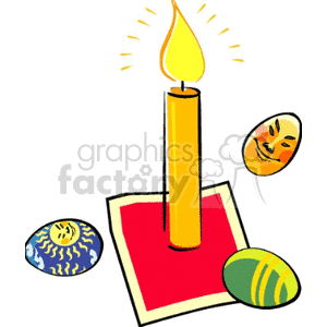 Candle with Easter eggs clipart. Royalty-free image # 144251