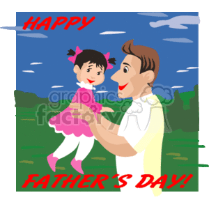 Father's Day Man holding a little girl in a pink dress clipart. Commercial use image # 144399